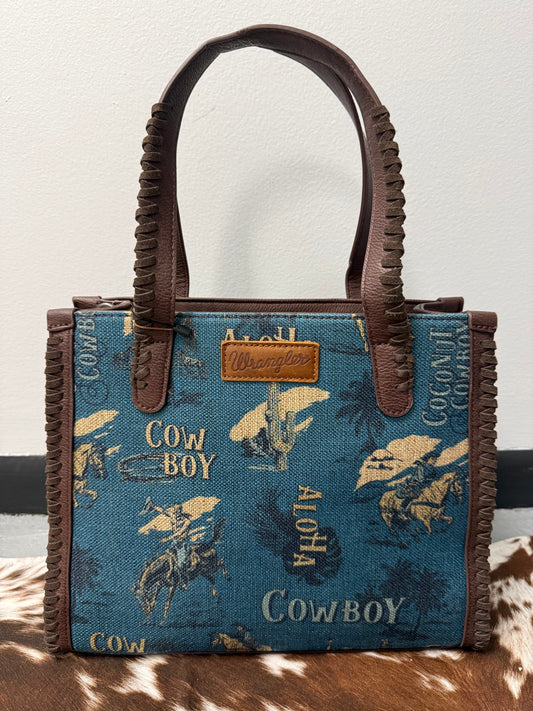 Wrangler Vintage Retro Cowboy Cool Print Concealed Carry Satchel/Crossbody