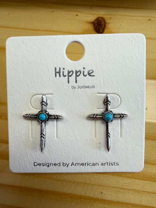 Turquoise Faith Cross Earrings