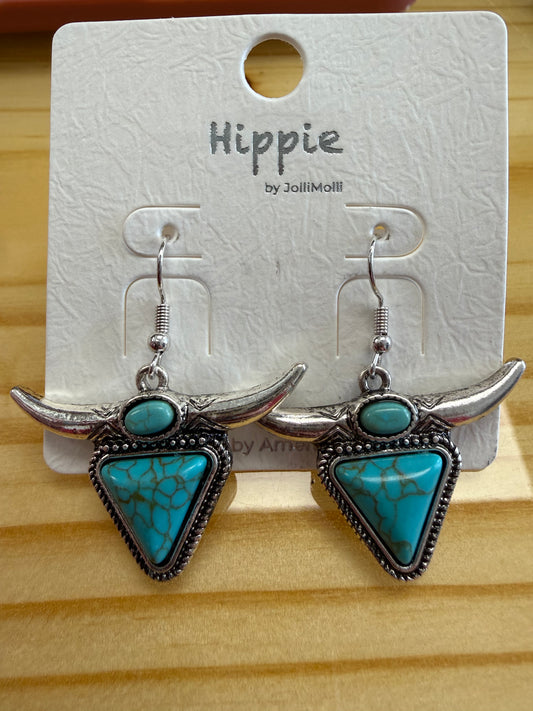 Turquoise Longhorn Earrings