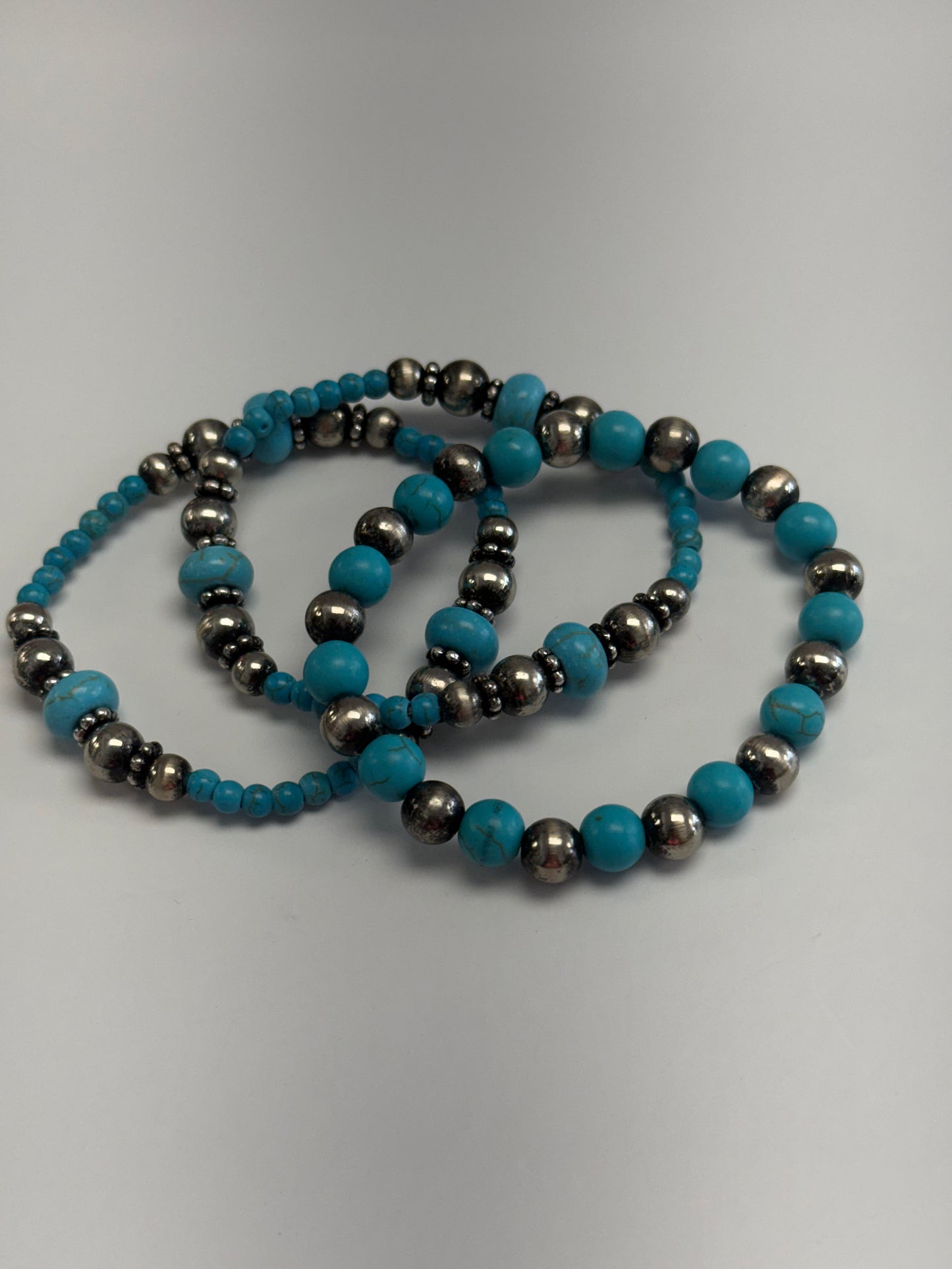 Turquoise & Silver Bracelet Stack