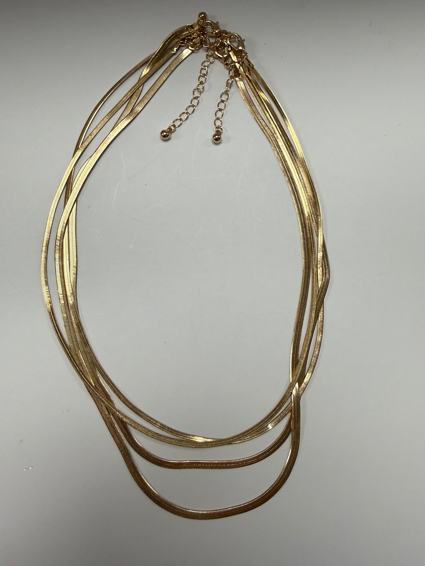 Golden Herringbone Layered Necklace Set