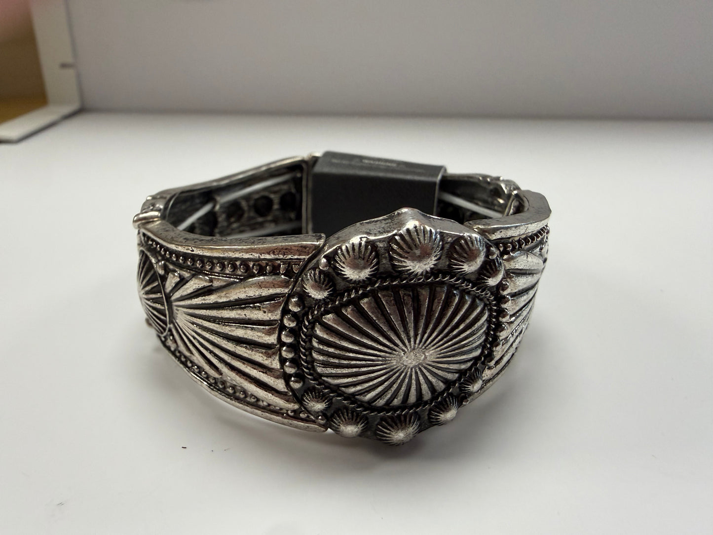 Silver Sunburst Concho Stretch Bracelet