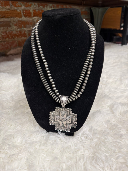 Large Faux Silver Pearls with Pendant