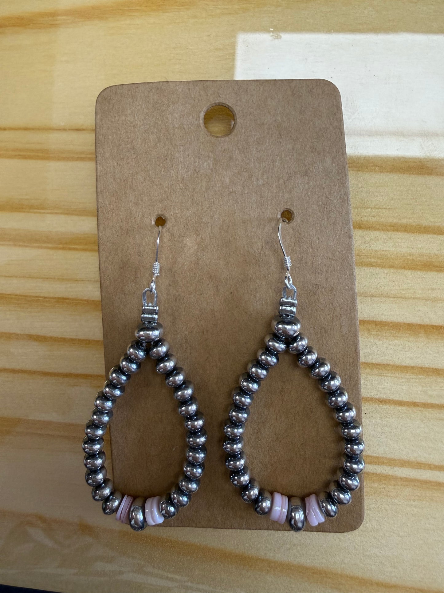 Sterling Silver Pearl with Pink Conch Teardrop Earring