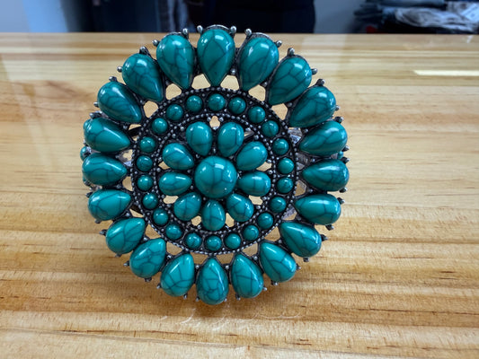 Faux Silver Turquoise Cuff