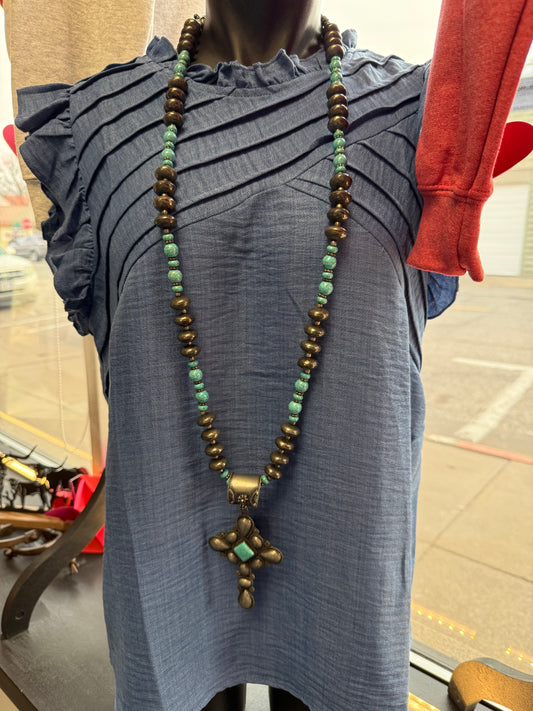Long Western necklace with Cross Pendant
