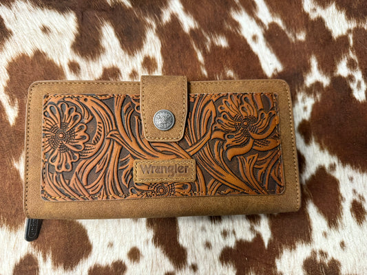 Wrangler Western Floral Tooled RFID Wallet