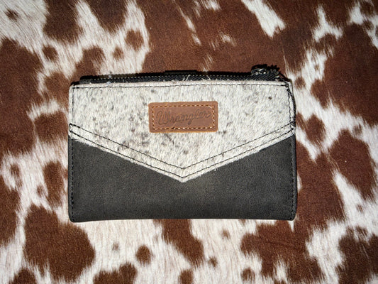 Wrangler Genuine Hair-On Cowhide Card Holder Bi-Fold Wallet