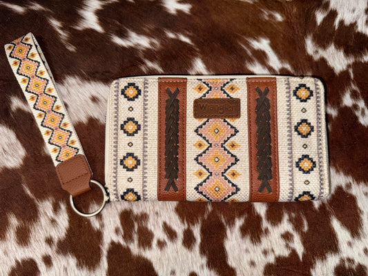 Wrangler Southwestern Art Print Wallet Coffee
