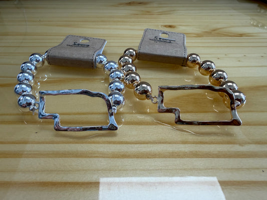 Nebraska Charm Beaded Bracelet
