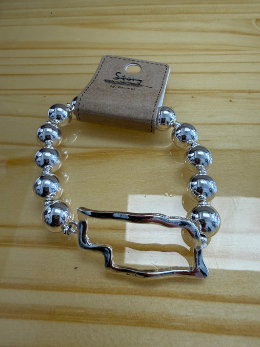 Nebraska Charm Beaded Bracelet
