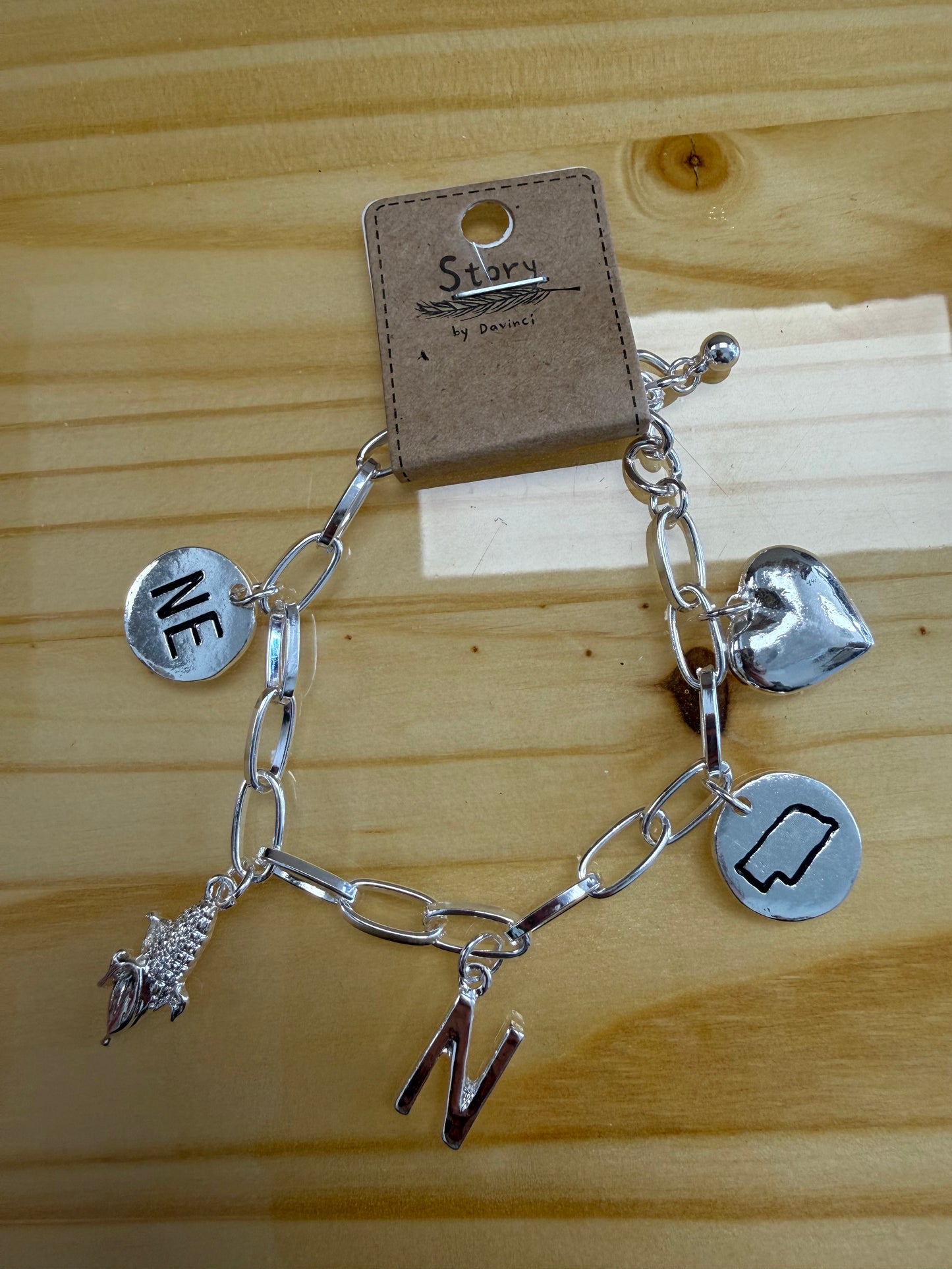 Nebraska Charm Link Bracelet