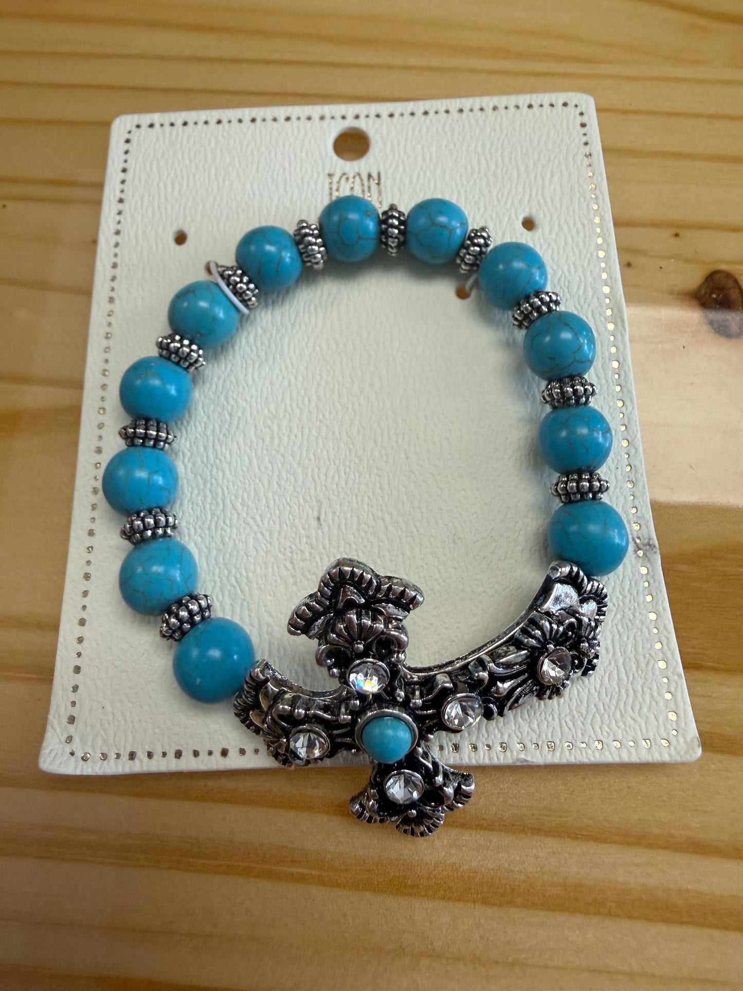 Turquoise Cross Charm Bracelet