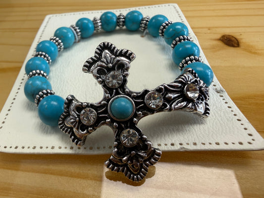 Turquoise Cross Charm Bracelet