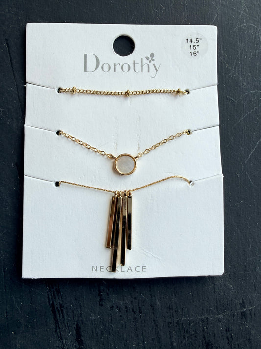 Golden Layered Trio Necklace Set