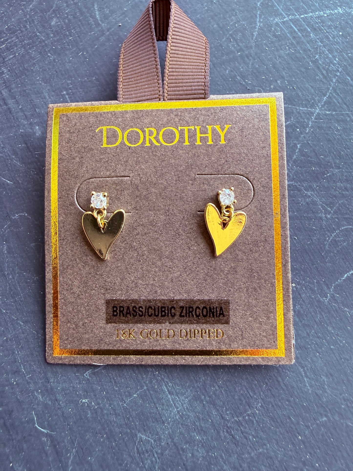 Golden Heart Drop Studs