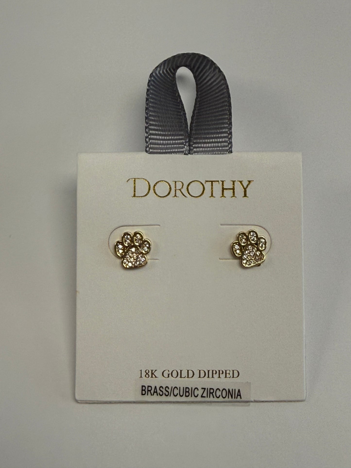 Golden Paw Print Stud Earrings