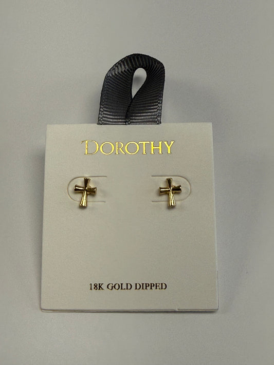 Classic Gold Cross Stud Earrings