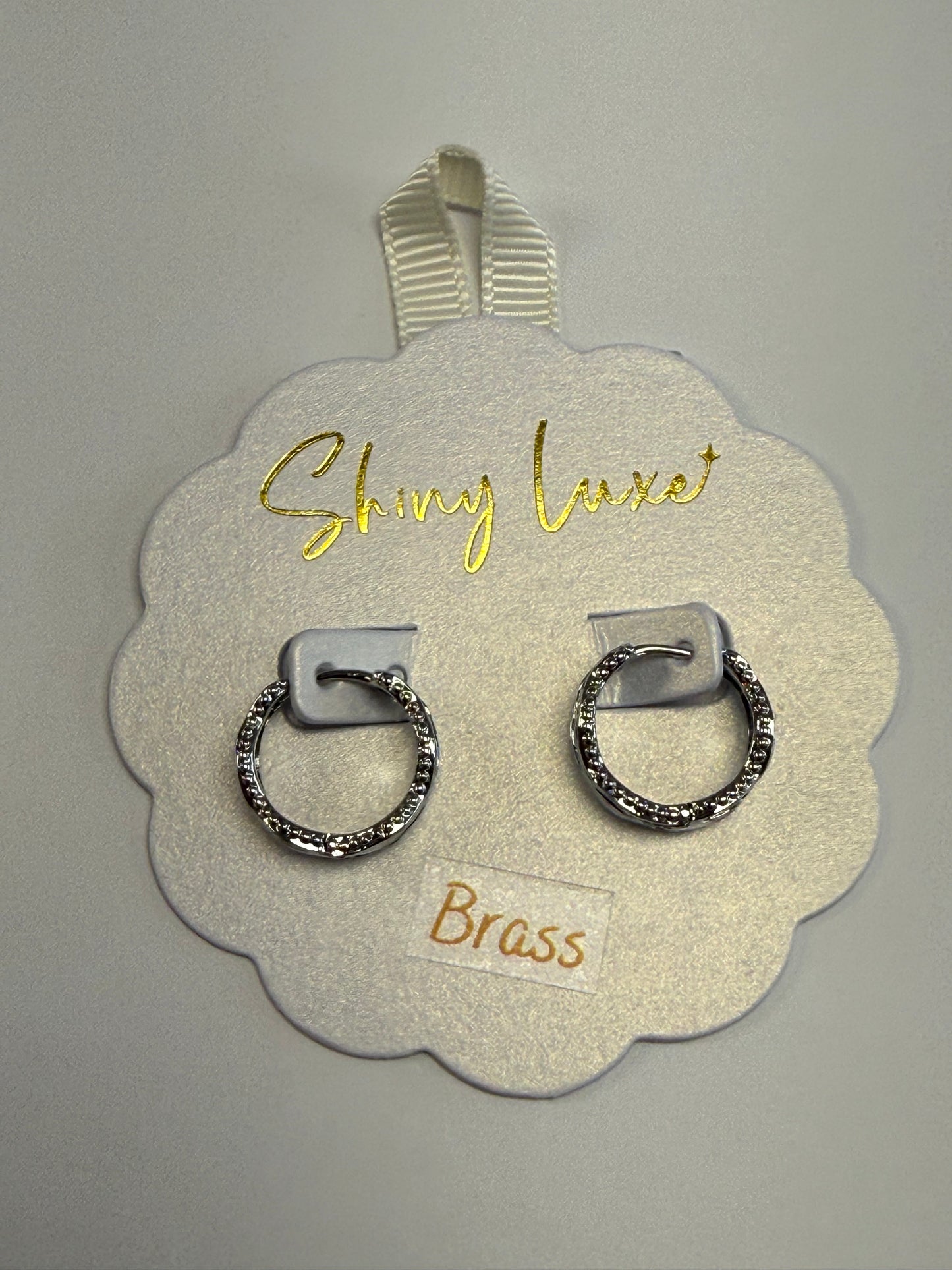 Silver Textured Hoop Earrings