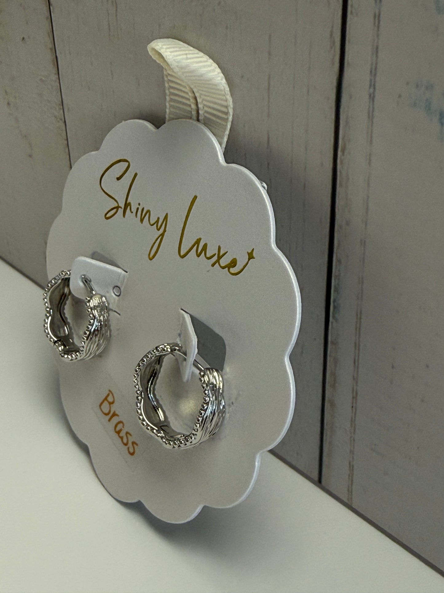 Silver Textured Hoop Earrings