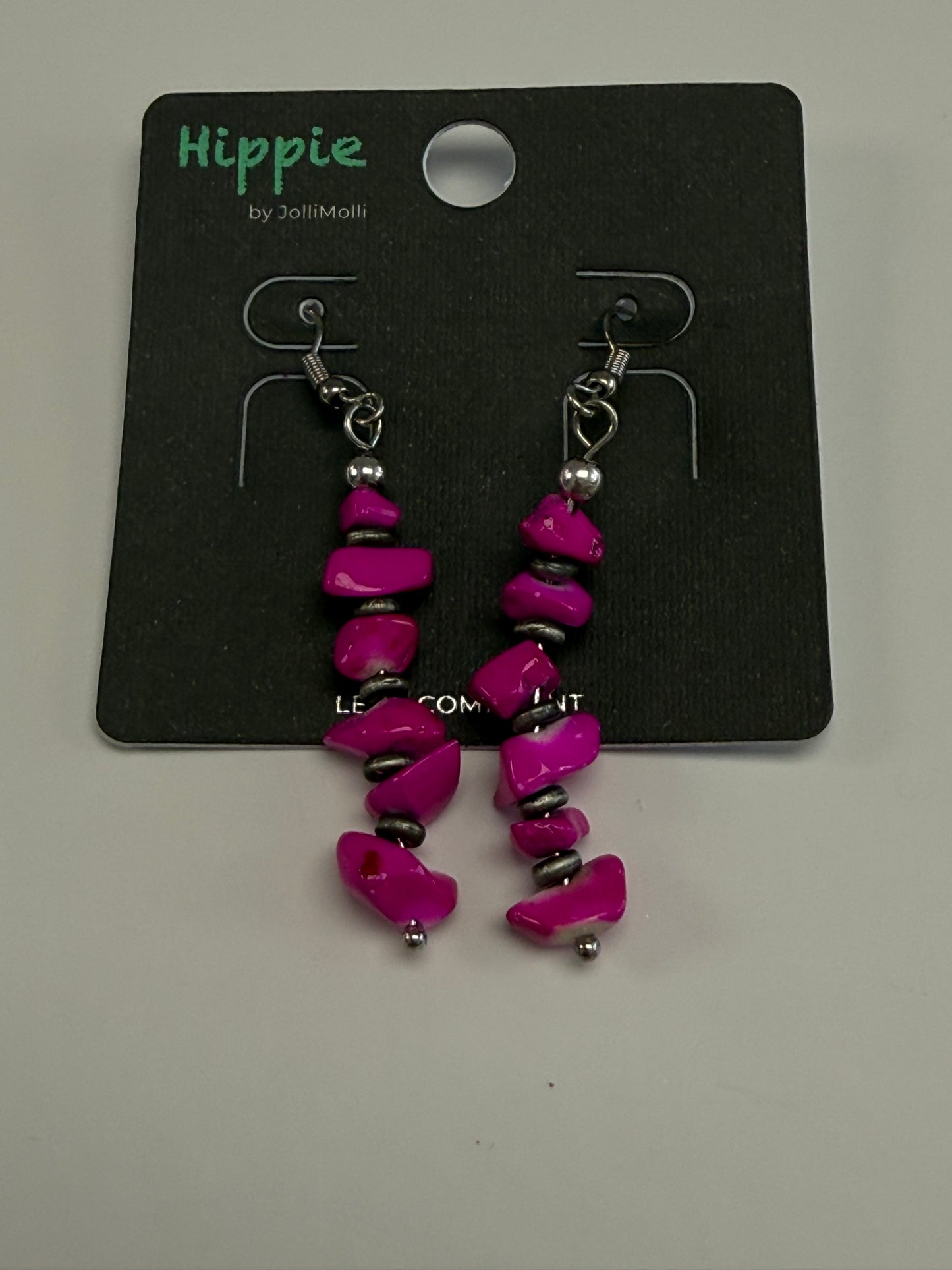 Hot Pink Stone Drop Earrings