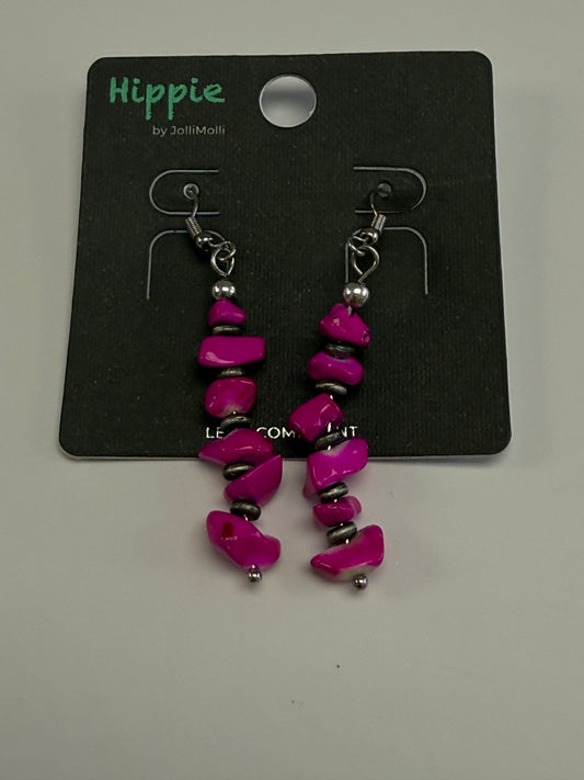 Hot Pink Stone Drop Earrings
