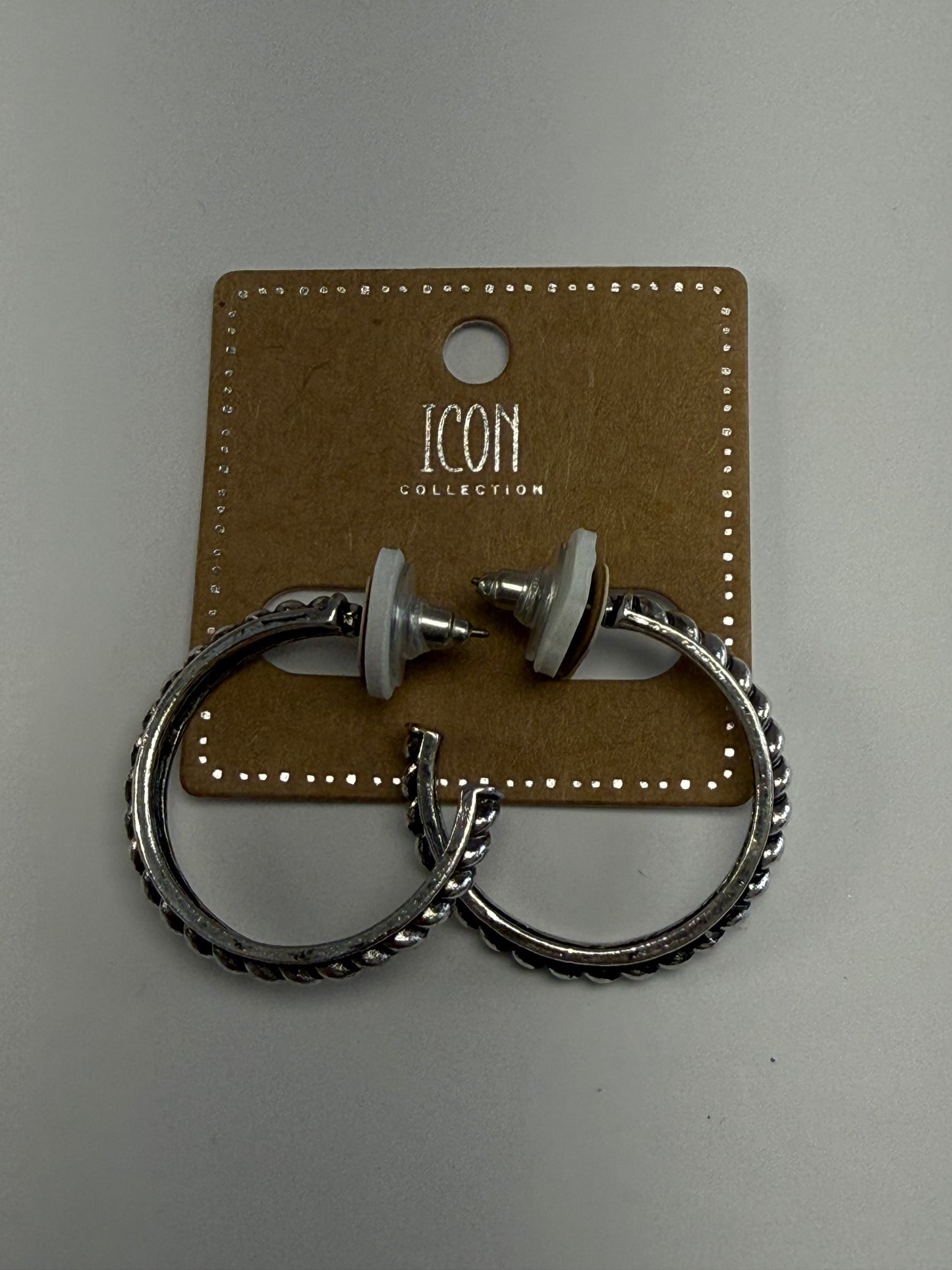 Silver Braided Western Hoop Earrings