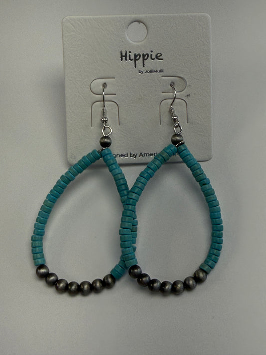 Turquoise Teardrop Beaded Earrings