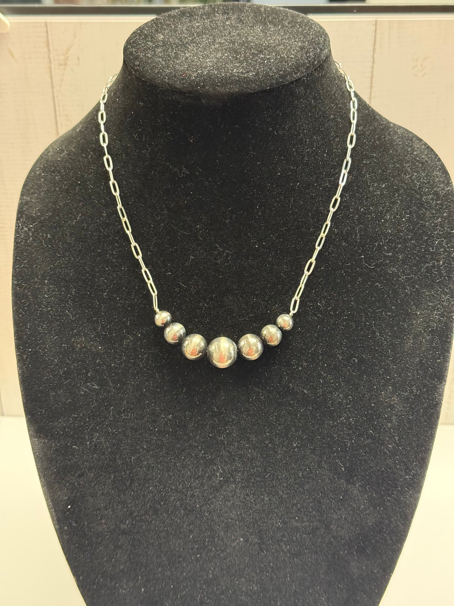 Silver Graduated Bead Necklace