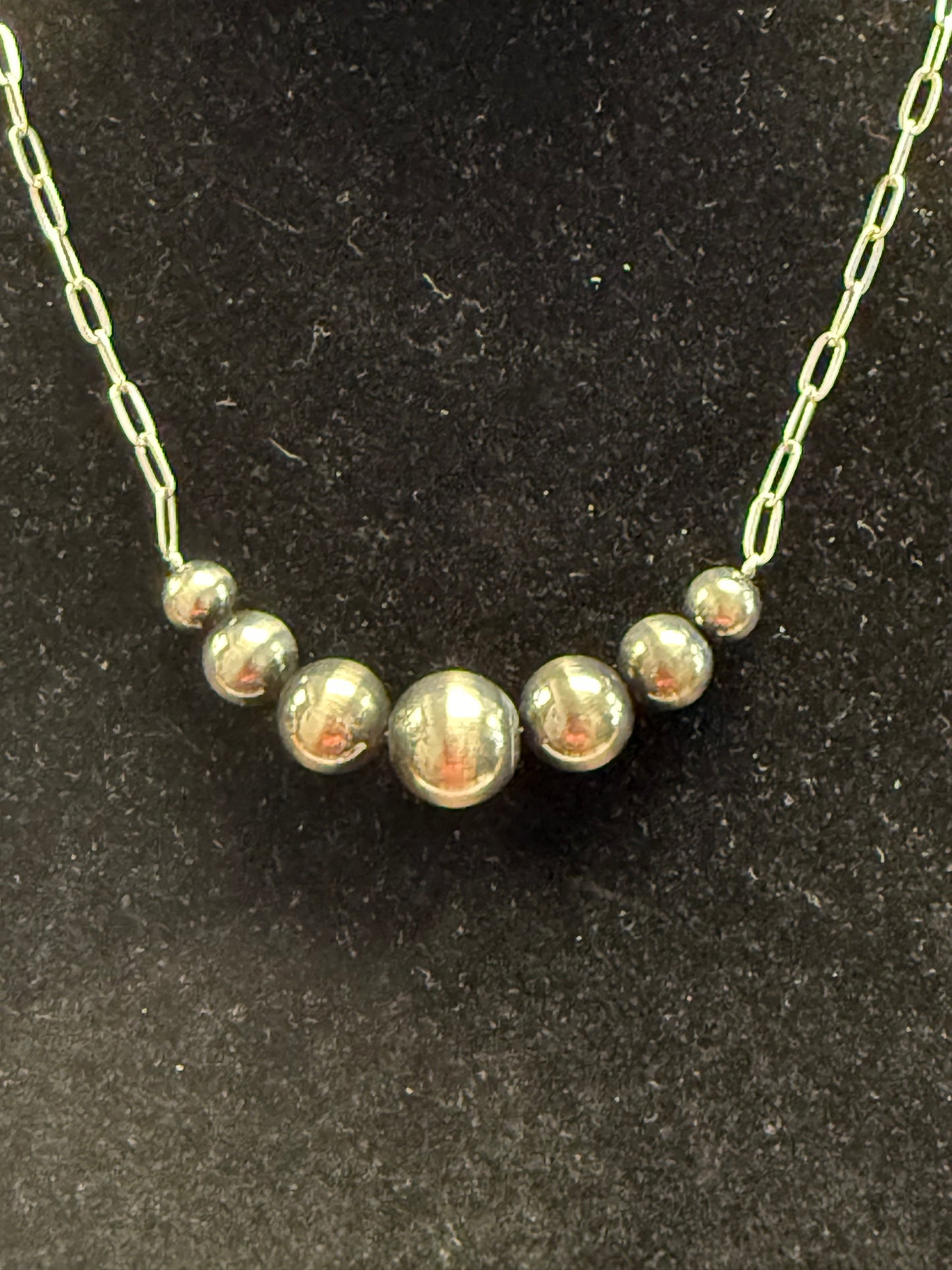 Silver Graduated Bead Necklace