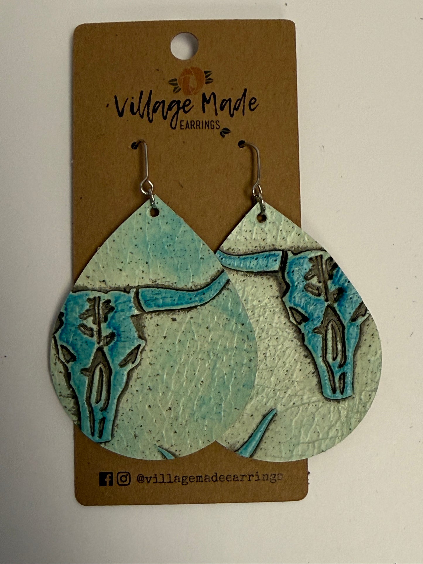 Turquoise Skull Teardrop Earrings