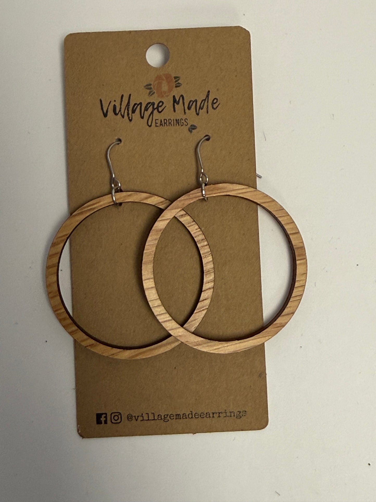 Natural Wood Hoop Earrings