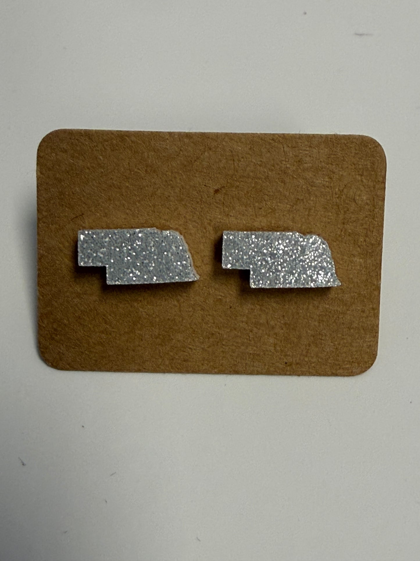 Nebraska Glitter Stud Earrings