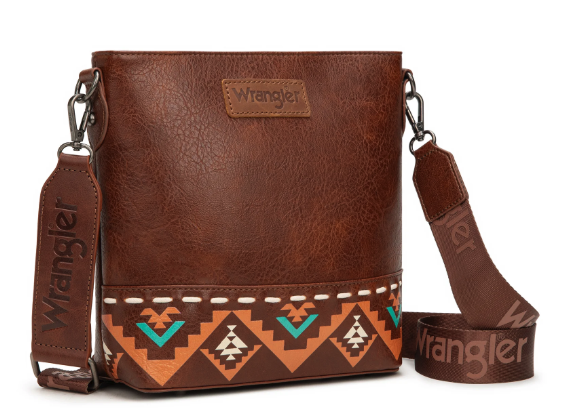 Wrangler Aztec Print Crossbody Bag -Brown