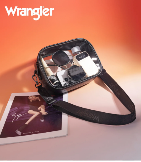 Wrangler Clear Crossbody Bag/Stadium Bag - Black