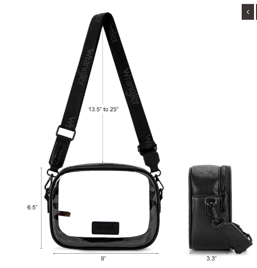 Wrangler Clear Crossbody Bag/Stadium Bag - Black