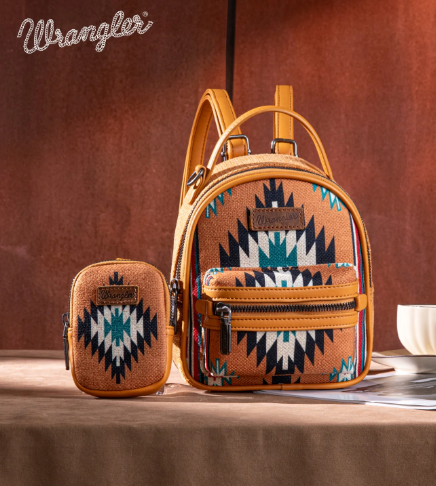 Wrangler Southwestern Knitted Mini Backpack With Coin Pouch - Orange