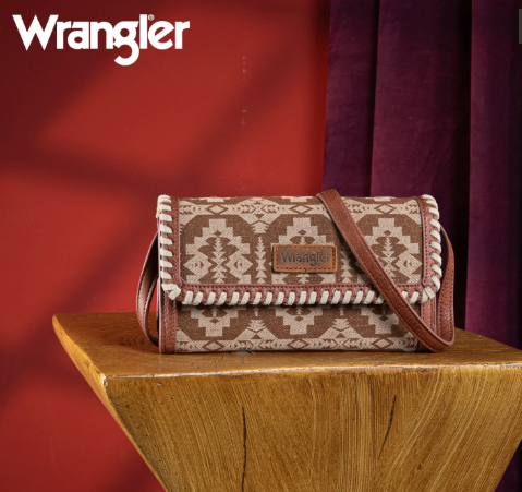 Wrangler Southwestern Print Wallet/Shoulder Bag - Brown
