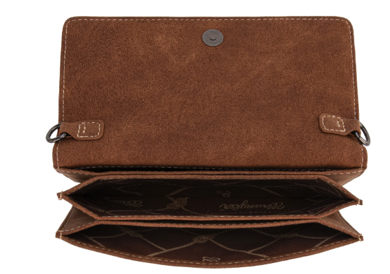 Wrangler Genuine Hair-On Cowhide Wallet/Crossbody -Brown