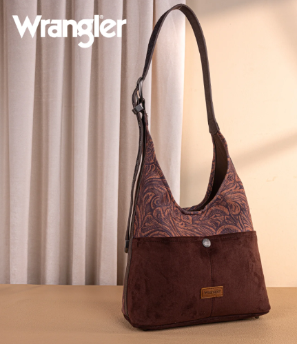 Wrangler Vintage Floral Printed Hobo Bag-Coffee