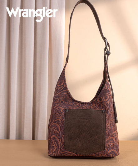 Wrangler Vintage Floral Printed Hobo Bag-Coffee