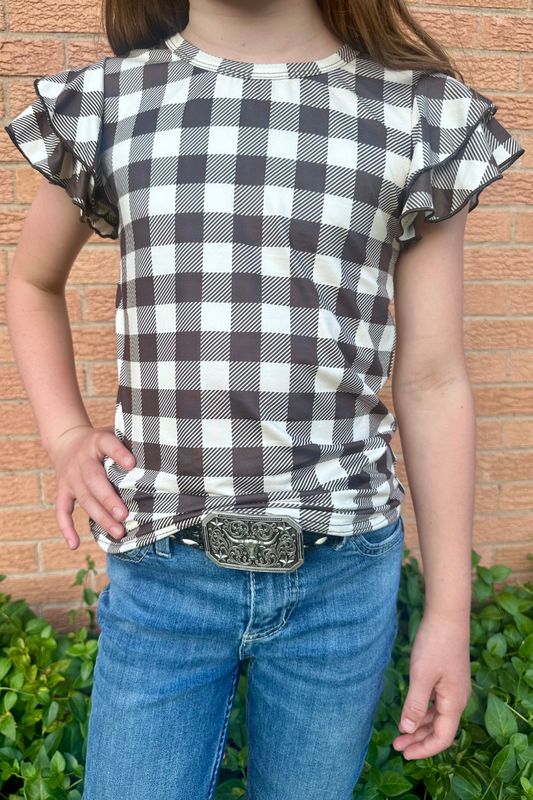 Plaid My Love Brown Kids Top