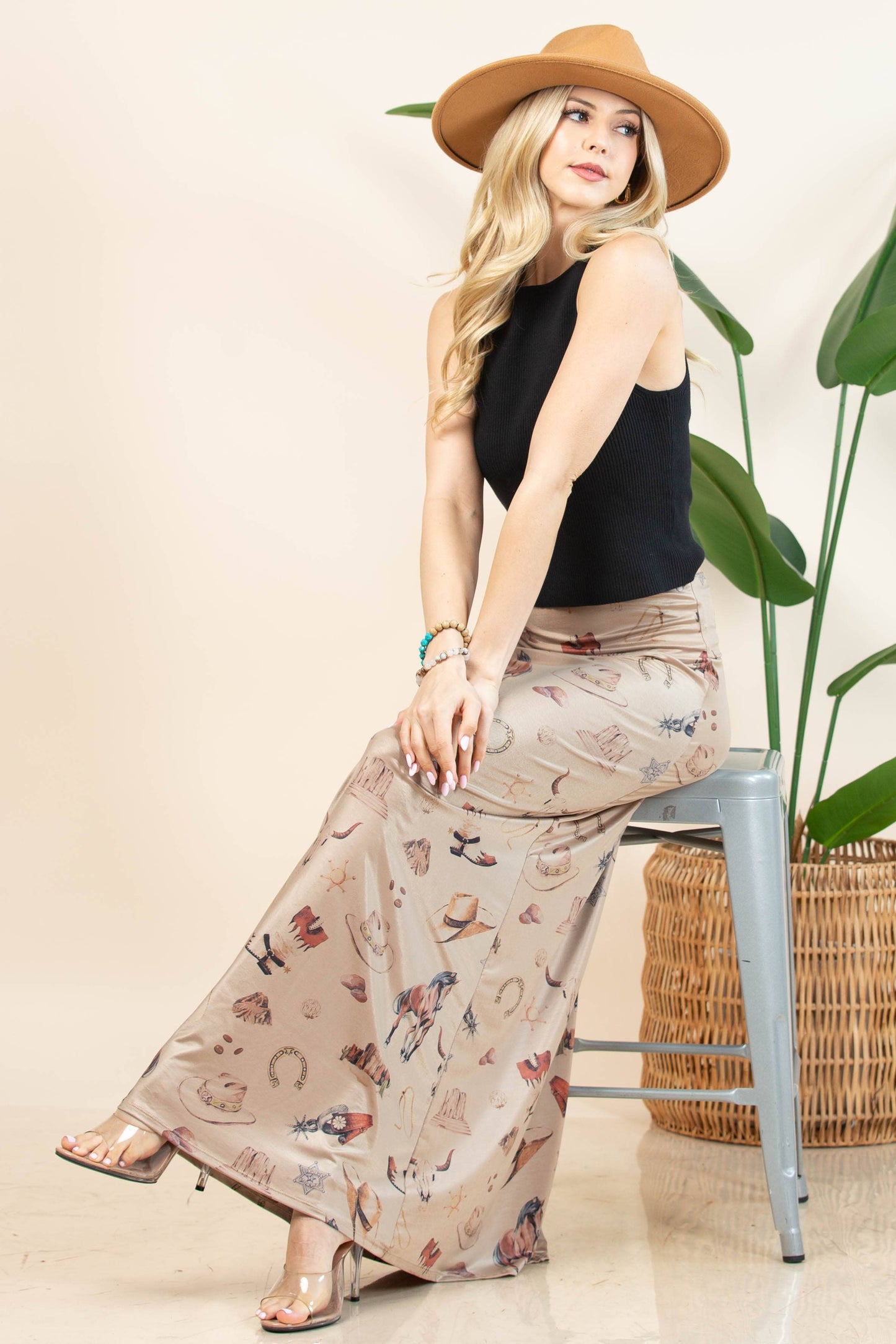 WESTERN ELEMENTS PRINT MAXI SKIRT