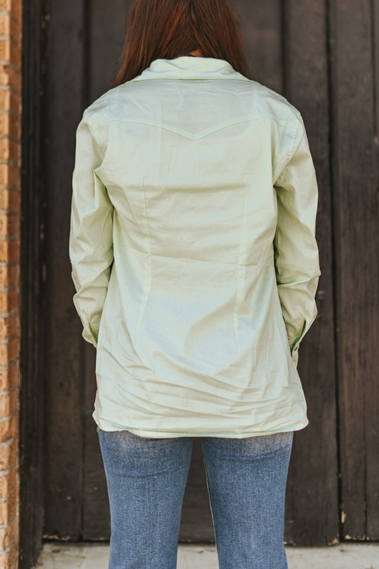 Mint Long Sleeve Cotton Spandex Stretch Top
