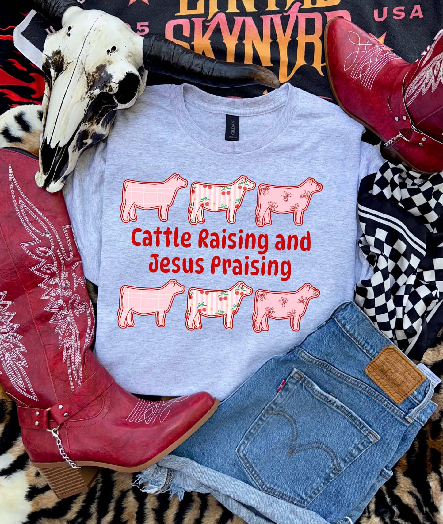 Cattle raising Jesus praying 