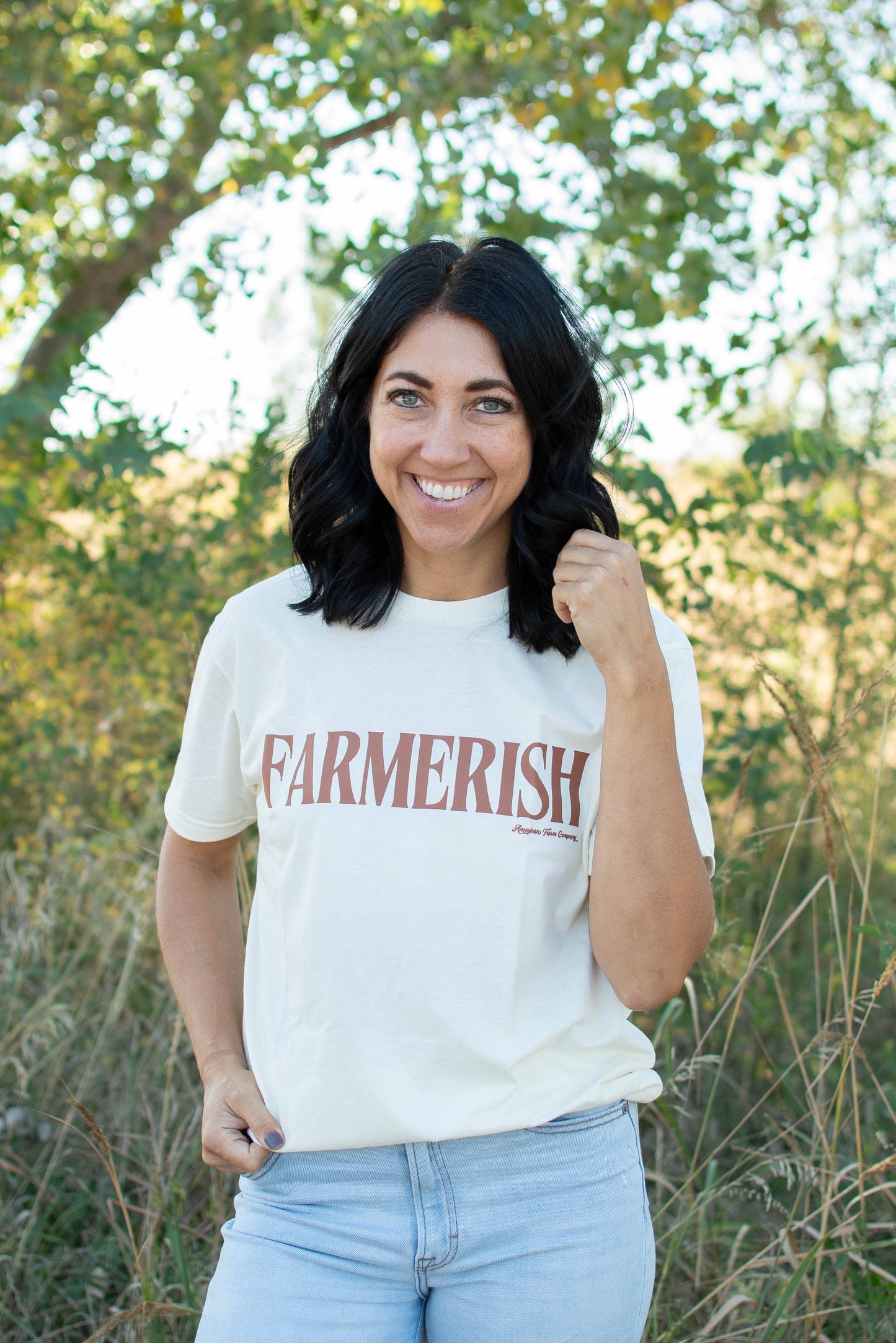 Western 'Farmerish' Women's Cream Graphic Tee