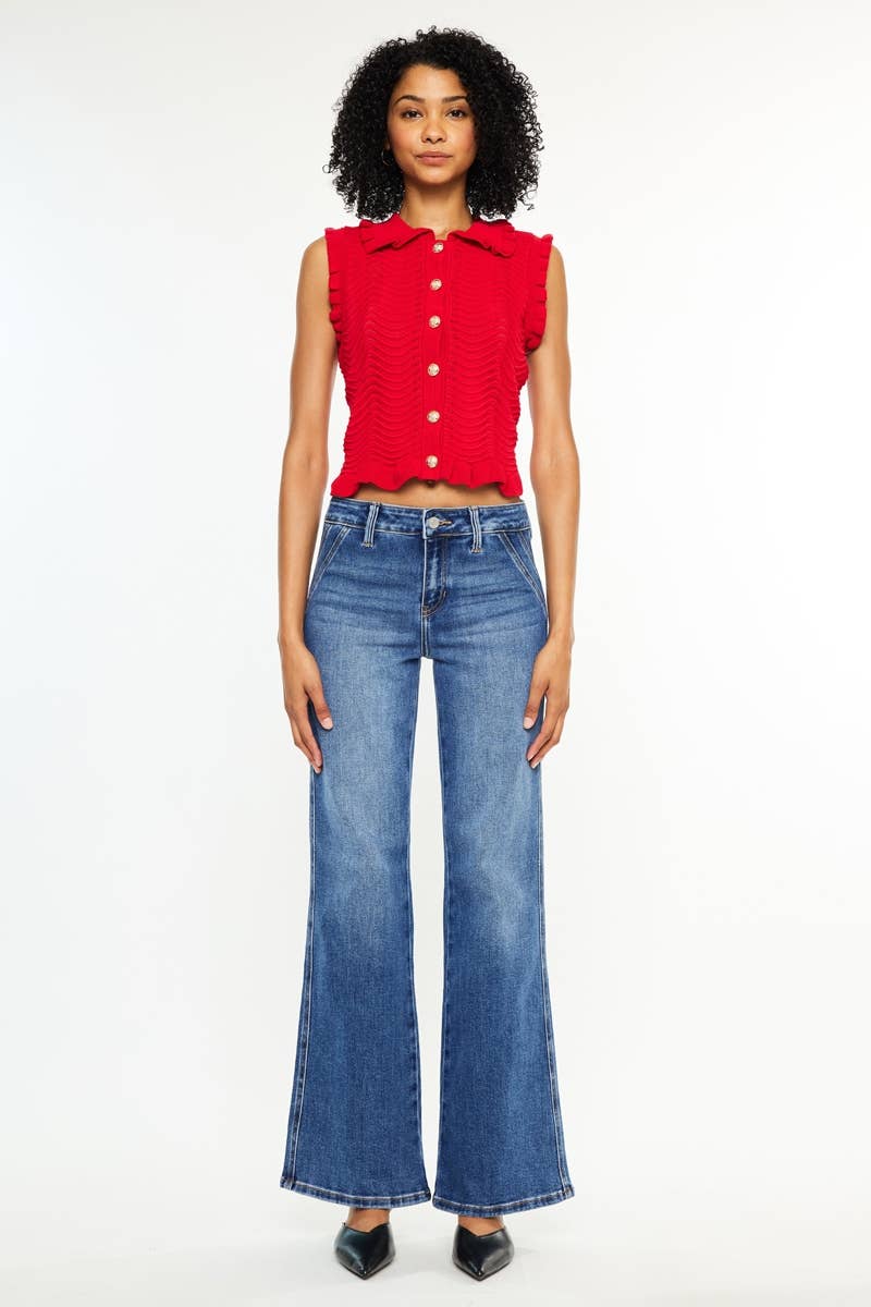 KanCan MID RISE WIDE FLARE JEANS-KC9449M-PT
