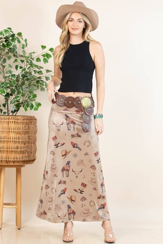 WESTERN ELEMENTS PRINT MAXI SKIRT