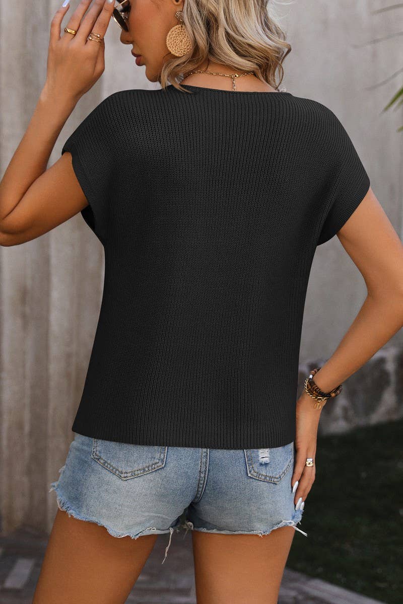Round Neck Short Sleeve Sweater
