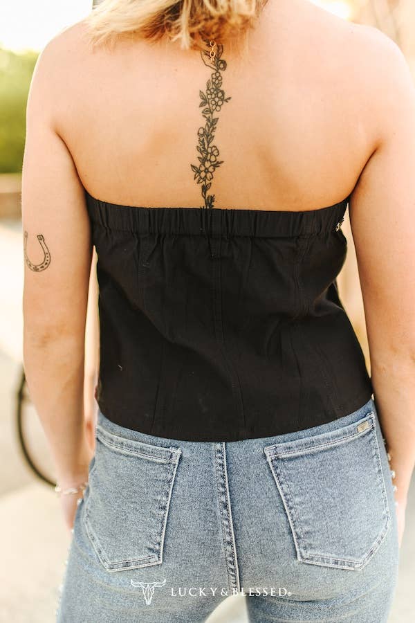 Black Button Down Corset Top